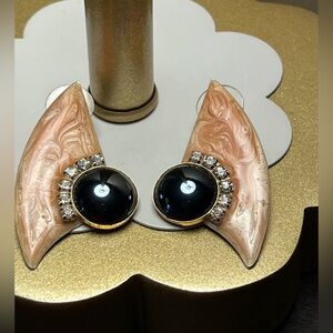 Moulin Rouge signed Art Deco pierced earrings Vintage 1960’s
